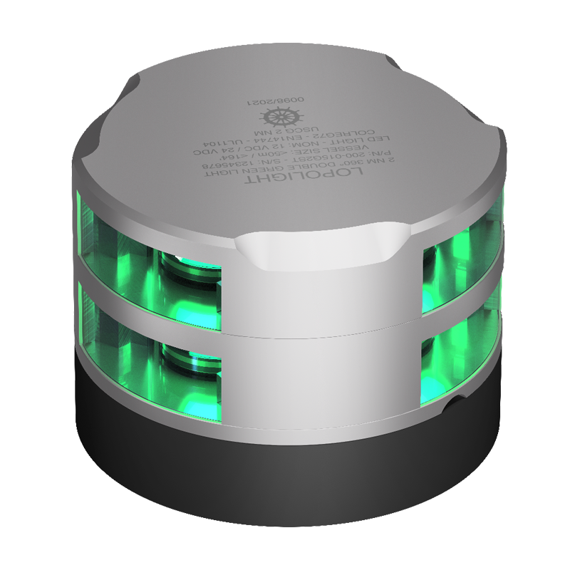 2nm 360° Green, Double, silver anodized